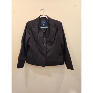 Doncaster Collection Blazer 16P Black Pinstripe Button Front Professional NWT
